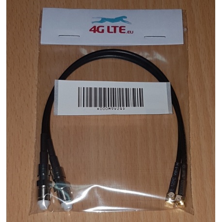 A pair of MCX Male to FME Female Cable Assembly
