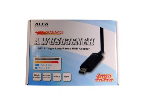 Alfa AWUS036NEH 2.4GHz 802.11b/g/n Long-Range USB Dongle